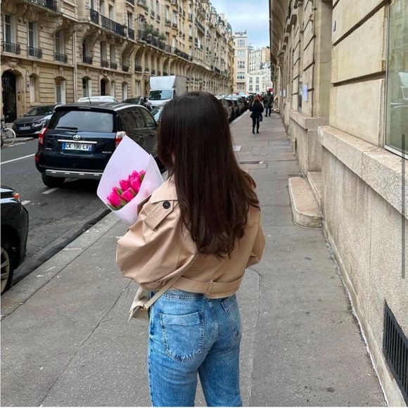 New Without Tags Zara Cropped Trench Coat Jacket - Picture 8 of 9